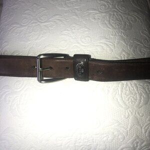Fossil brown genuine leather size 38 belt silver buckle